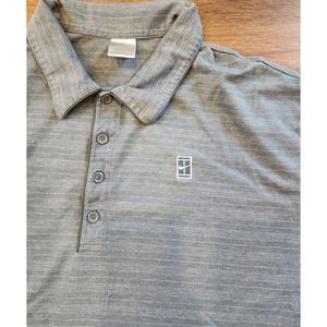 Nike Tennis Polo Shirt Mens Short Sleeve Blue Stripe Swoosh Tennis Logo XXL